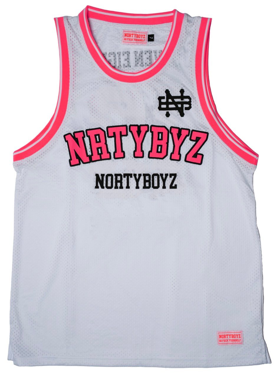 NORTY BOYZ JERZEY (WHITE/FLURO PINK)