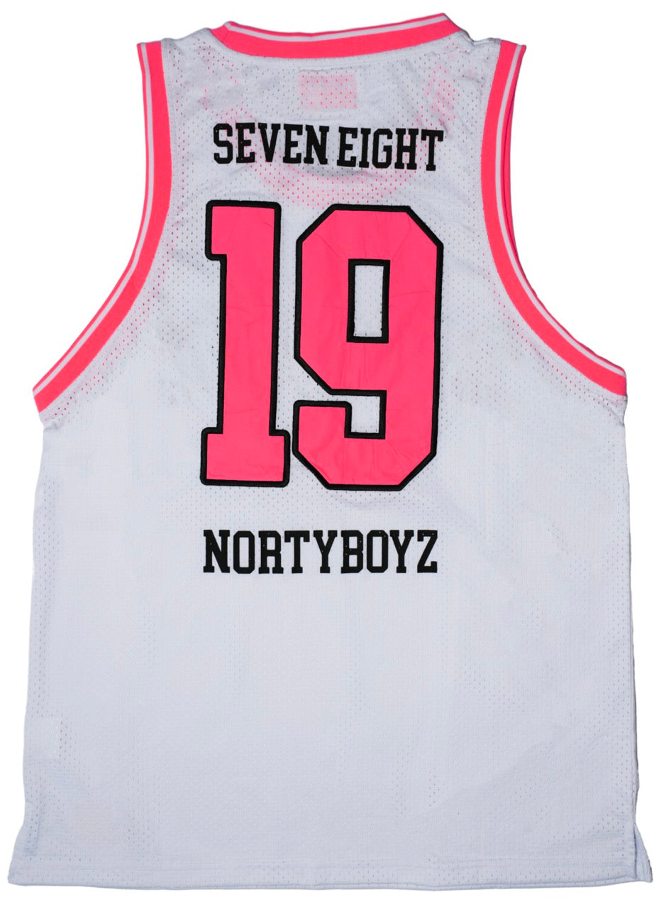 NORTY BOYZ JERZEY (WHITE/FLURO PINK)