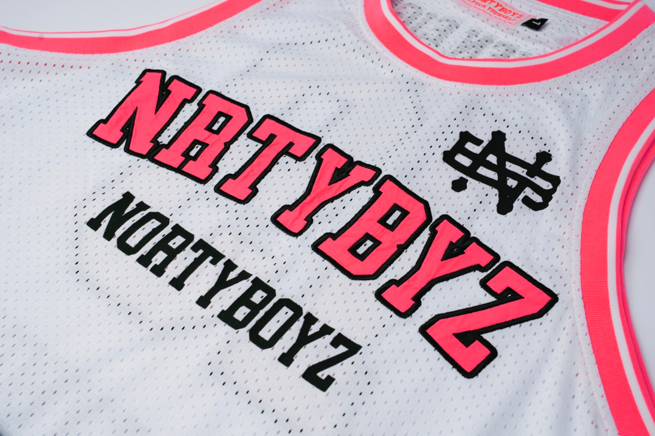 NORTY BOYZ JERZEY (WHITE/FLURO PINK)