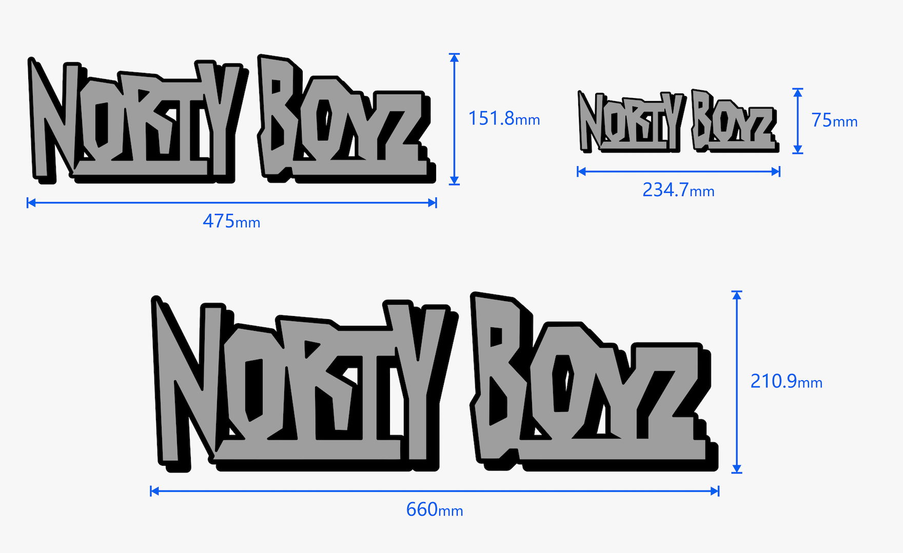NORTY BOYZ BLACK/CHROME INSERT (PICK SIZE)