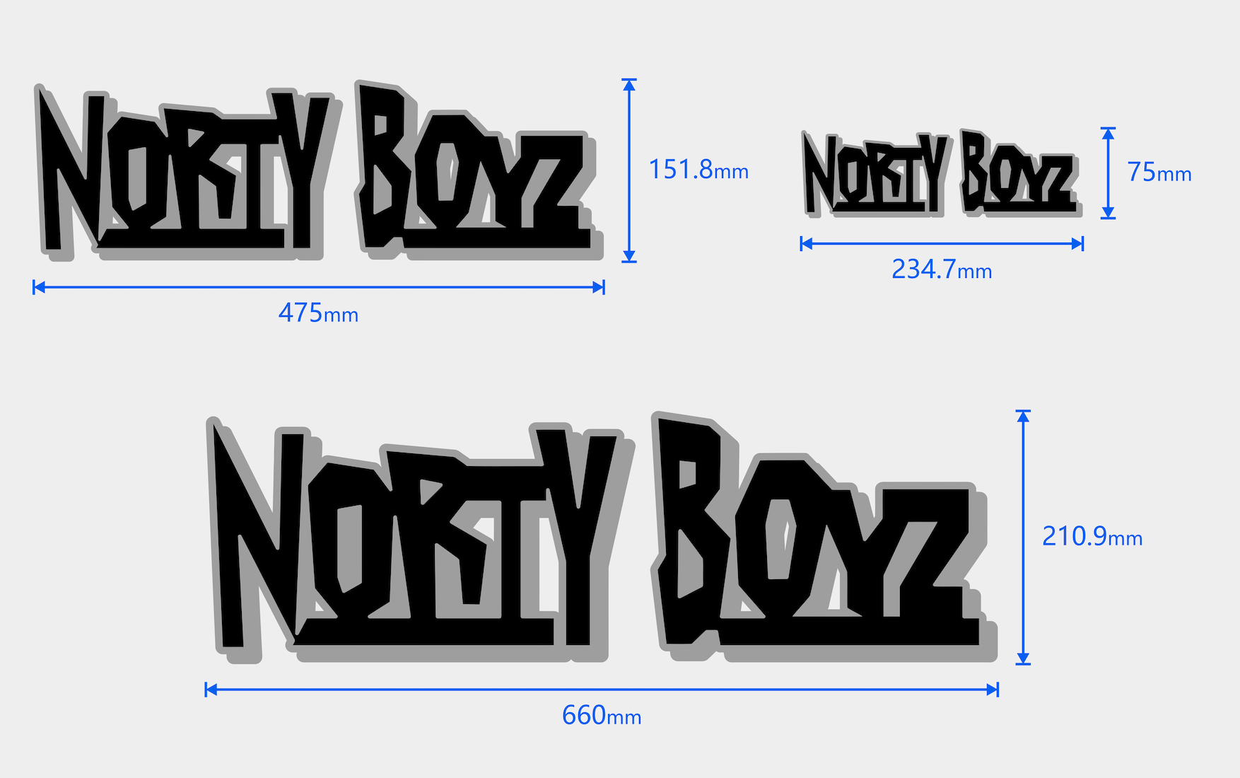 NORTY BOYZ CHROME/BLACK INSERT    (PICK SIZE)